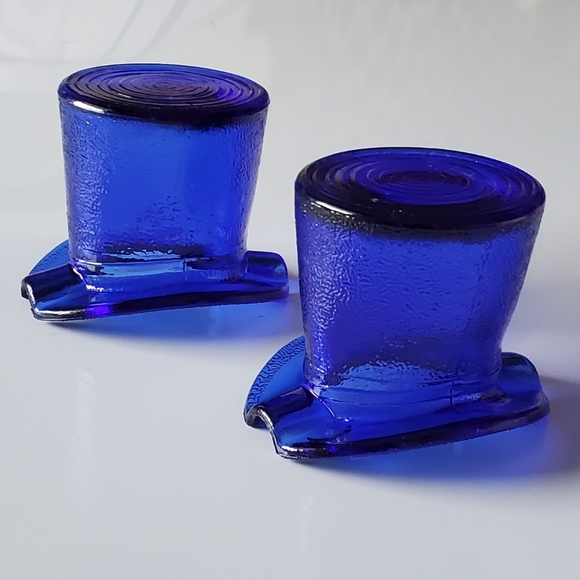 MCM (2/Pair) Ashtrays Cobalt 3" 1950s Glass by Lowell Hand Cream - Picture 5 of 6